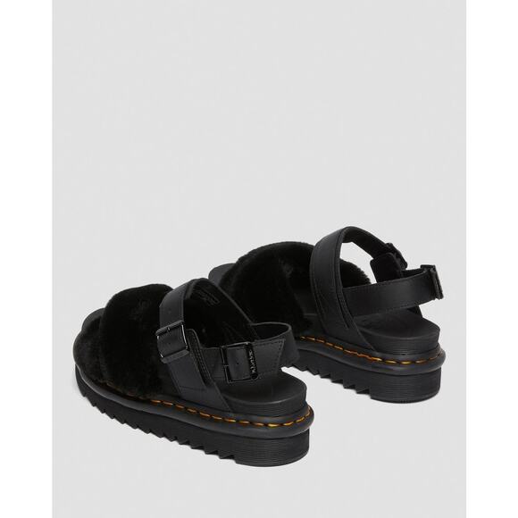DR. MARTENS Voss II Fluffy faux fur leather strap sandals 7 - Picture 3 of 9